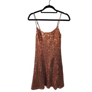 Urban Outfitters Copper Sequin Slip Dress S Spaghetti Straps